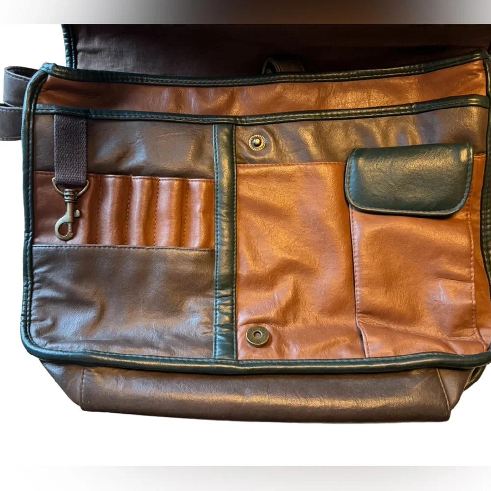 Vintage Brown Leather 90s Briefcase Laptop Bag MINTY M International Series